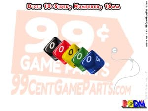 Dice-16mm 10 sided numbered dice, d10