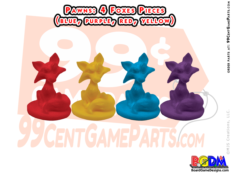 Fox Game Pieces, Foxes, Sly Fox Pawns, Tokens, Parts, Game Movers
