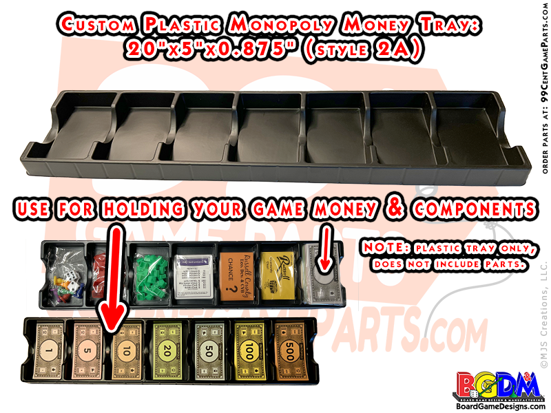Monopoly Plastic Money Tray for Bi-Fold Box (20.5"x10.5"x1.25")- Replacement Game Parts