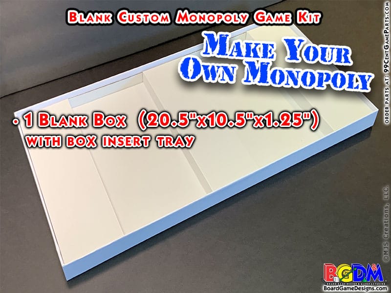 Blank Custom Monopoly Game Kit: Box and Box Insert