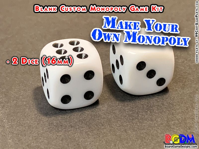 Blank Custom Monopoly Game Kit: Dice