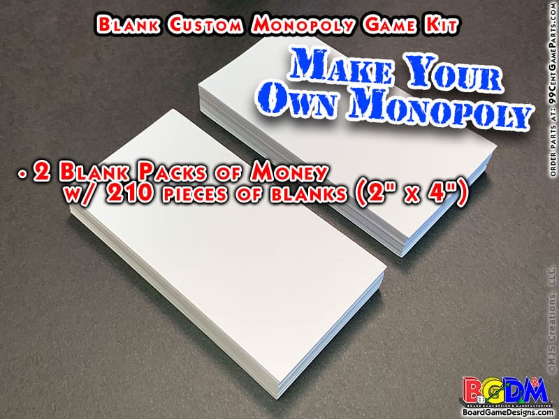 Blank Custom Monopoly Game Kit: Money