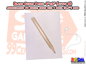 Score Pads with Pencil