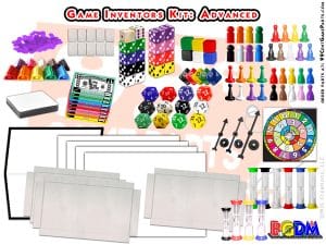 Game Board Inventors Kit (Advanced). This Game Inventor kit is for Advanced inventors that need more than the basics to work on their game inventing ideas. This great game inventor kit is a collection of game pieces that will make game developing ideas easier. Makes game inventions come to life!